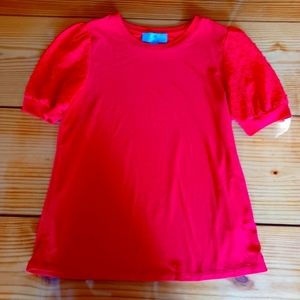 Red CeCe Blouse with Puffed Sleeves